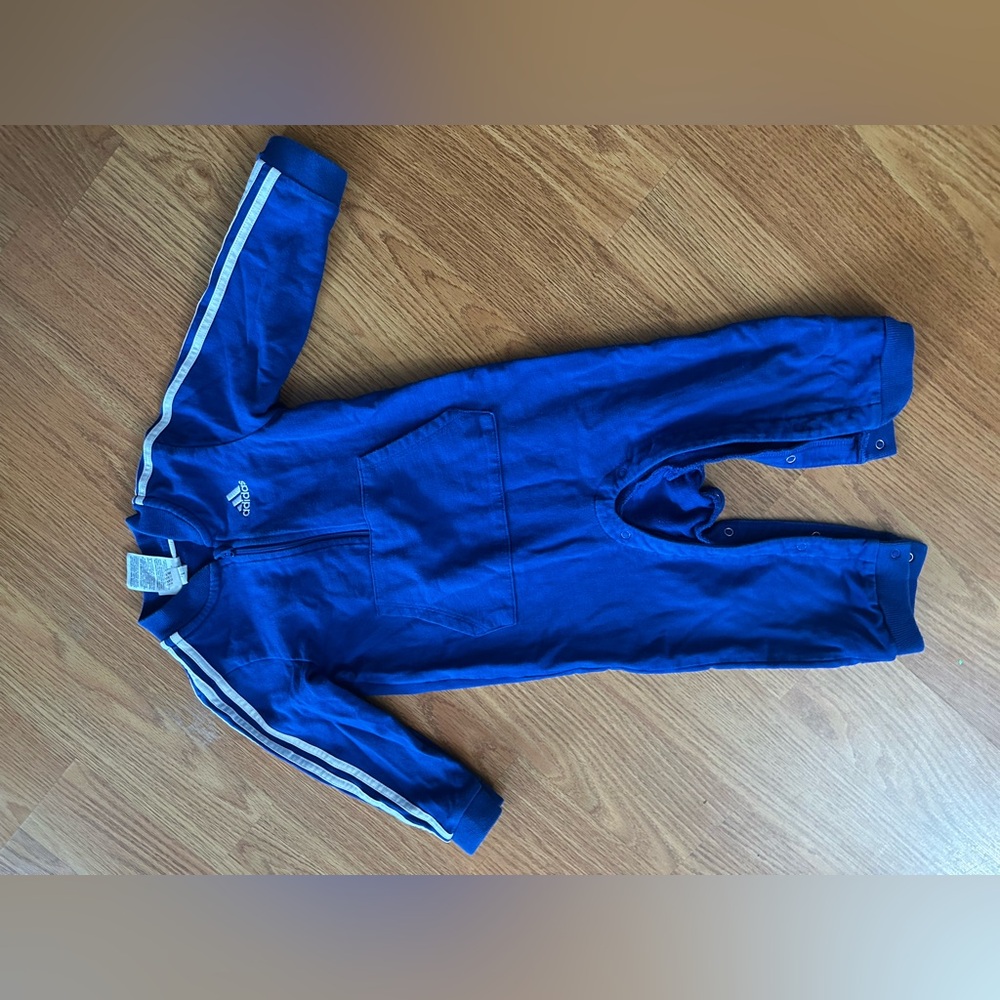 Adidas Royal Blue Infant Jumpsuit with White Stripes